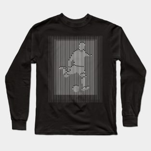 Football Player Black Line Art Long Sleeve T-Shirt